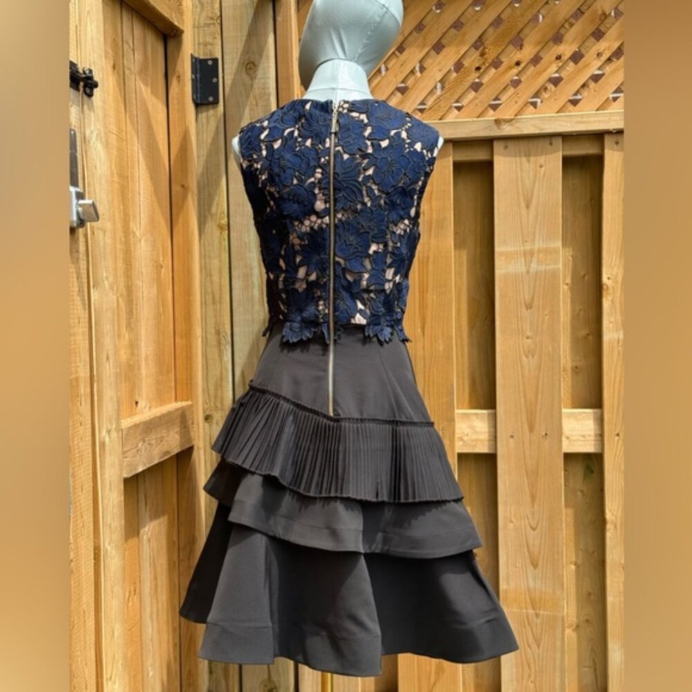 🆕 BRONX & BANCO 🧿 NWOT Navy Lace & Black Tiered Midi Dress, Sz AU 8 US 4 - Picture 6 of 13